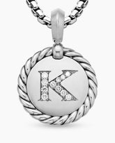 Initial Charm in Sterling Silver with Diamond K